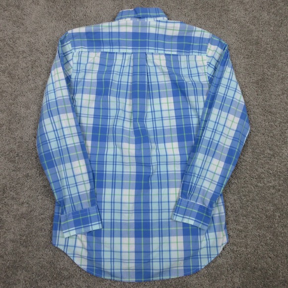 Vineyard Vines Shirt Mens Small Blue Plaid Slim Fit Whale Cotton Logo Button Up - Picture 5 of 8
